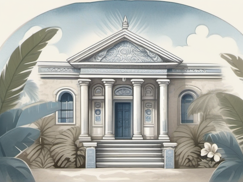 Illustration aquarelle banque coloniale tropicale