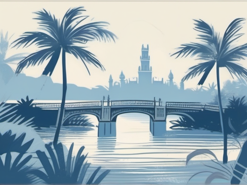 Illustration aquarelle château et lagon tropical
